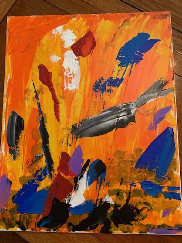 An orange abstract painting